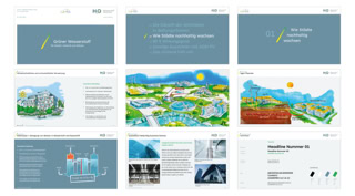 Design Beispiele der Powerpoint Präsentation für den Kunden Wassersoff Quartiere.