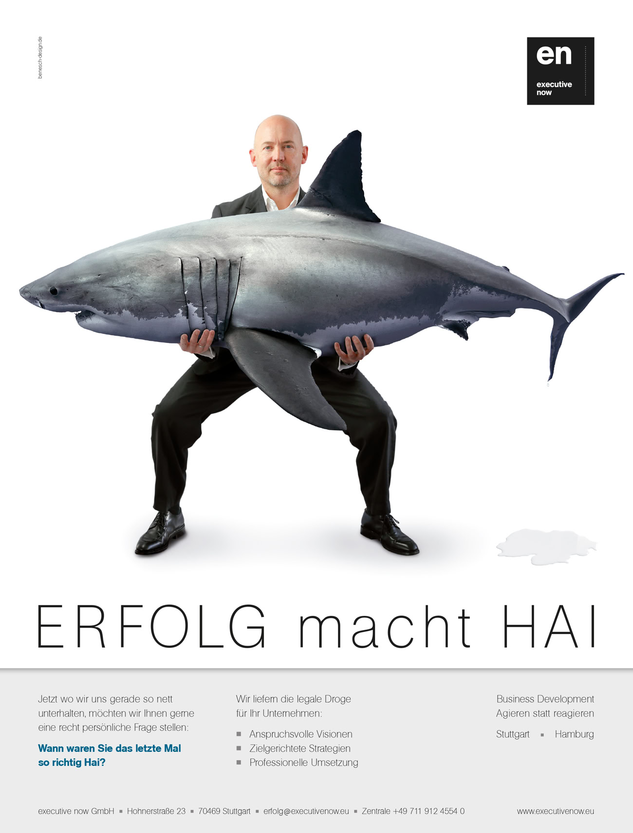 Ungewöhnliches Kampagnenmotiv eines ungewöhnlichen Kunden. Bildbearbeitung und Composing, Layout der Anzeige.