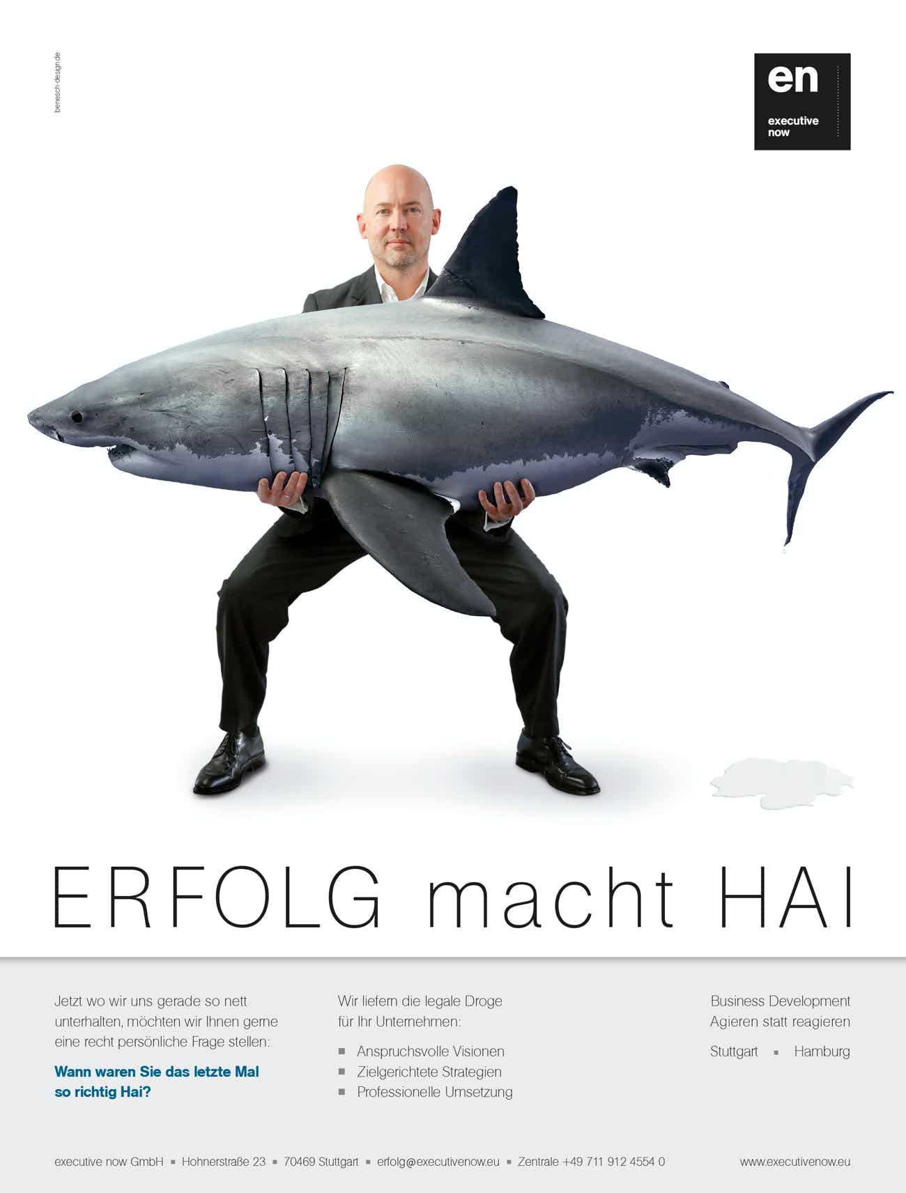 Ungewöhnliches Kampagnenmotiv eines ungewöhnlichen Kunden. Bildbearbeitung und Composing, Layout der Anzeige.