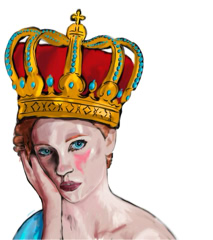 Königin, Krone, Portrait, Frau, gelangweilt, digital Painting, Illustration, Grafik Design, Artdirektion, Stuttgart, Esslingen, Neuhausen auf den Fildern.
