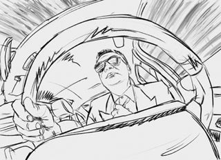 Illustration, Personen, People, Autofahrer, Kohlezeichnung, Digitale Art, Grafik Design, Artdirektion, Stuttgart, Esslingen, Neuhausen auf den Fildern.